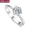 Vigselring för kvinnor roséguld färg Sexklor Cubic Zirconia Rundskuren 6mm Modesmycken R013 R014