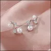 Stud Earrings Jewelry Women Geometric Pearl Diamond Irregar Tree Branch Model Alloy Ear Drop European Business Party Wear Earring Delivery 2