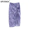 KPYTOMOA Women Chic Fashion With Knot Paisley Print Wrap Midi Skirt Vintage High Waist Back Zipper Female Skirts Mujer 210629