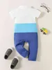 Baby color block polo hals jumpsuit hon