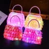 LED Blinkande ljus Lysande Julväska Toy Girls Barn DIY Söt Flash Bag Kids Birthday Gifts Glow Party Supplies