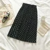 Skirts Summer Fashion Women's Pleated Skirt High Waist Black White Polk Dot Midi Lace 2022 Bottoms QZ0052