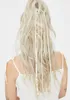 Weiße Perlen Haarverlängerungen Set Simuliertes Perle Long Quastenkettenkopfketten mit Clip Brauthochzeitszubehör Frauen Party Je3276236