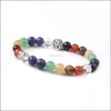 Beaded, Strands Bracelets Jewelry 7 Jewel Chakra Lion Head Gemstone Men And Women Healing Treatment Yoga Bracelet Drop Delivery 2021 9Wybd