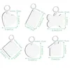 11 Styles Sublimation Blank Keychain Party Supplies MDF Keys Pendant Thermal Transfer Double-sided Key Ring White DIY Gift KeyChains FHL395-WY1275