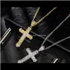 Colliers Pendentifs Bijoux Drop Livraison 2021 Rétro Chram Cross Pendentif Diamant Femmes Hommes Hip Hop Collier avec longue chaîne cubaine Sier et