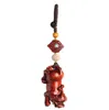 Mythical Wild Animal Amulet Key Rings Creative Red Sandalwood Carving Pixiu Sleutelhanger Hand Geweven Chainkey Hanger