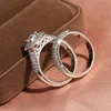 Gioielli in oro bianco 14 carati naturali con diamanti da 2 carati per donna uomo Set da sposa Anelli con anello con pietra preziosa zirconia Bizuteria7652552