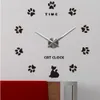 Simpatico orologio da parete con zampa di gatto, grande, silenzioso, cucina oversize, digitale, 3D, fai da te, adesivi per specchio acrilico, grandi orologi, lettera del tempo