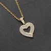 Hip Hop Heart CZ Zircon Stone Bling Iced Out Heart Pendants Halsband för män Rapper Smycken