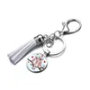 Mode Tillbehör Owl Tassel Charm Keychain Round Alloy Gift för Lärare Gåvor Bag Key Ring Män Smycken