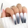 Matzwarte Ombre-nagels Gradiëntkist Extra lange druk op Ballerina Valse vingernagels Volledige kunstacryl Cover Nail 24pcs7025923