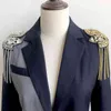 Luxurious Tassel Epaulet Rhinestone Board Costume Shoulder Badge Decor for Man Women