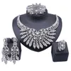 Bridal Dubai Kobiety Biżuteria Kryształ Rhinestone Naszyjnik Bransoletka Kolczyki Ring Indian Party Fashion Jewellry Sets