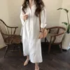 Robe Femme Vestido Autumn Blue Long Shirt Dress Vintage Cotton Dresses Sleeve Button Loose for Women 9649 210508