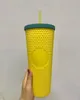 Tasses à gobelet Star-bcks personnalisées 24 oz / 700 ml tasse à café tasse froide cloutée irisée Bling licorne arc-en-ciel avec paille été WLL1030