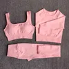 Odzież damska Odzież damska Zestaw Treningowy Odzież sportowa Wear Sports Gym Legging Seamless Fitness Bra Crop Top Długim Rękawem Suit 210802