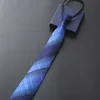 Homens Business Tie Formal desgaste Zipper Azul Listrado Lazy Bow Noivo Casamento Ocasião Versão de Preto Accessorie