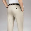Pantalon d'été fin en Fiber de bambou Lyocell pour homme, tenue droite, costume d'affaires, kaki, gris, classique, surdimensionné 40 42, décontracté