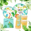 DHL Ship Dinosaure Thème Fête Dinosaure Ballon Vaisselle Jetable Ensemble Enfants Garçon Fête D'anniversaire Décoration Jungle Party Baby Shower Favor En Gros