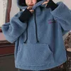 Kadın Hoodies Kuzu Yün Sahte Iki Parçalı Kapşonlu Tişörtü Örme Halter Coats Tops Bayanlar Kış Sonbahar Sıcak Kazaklar 211108