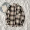 Höst Vinterskjorta Plaid Jackor Coat Kvinnors Koreanska Mode Woolen Långärmad Lös Plaid Jacka All-Match Top 210508