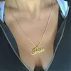 Box Gold Chain Custom Jewelry Personalized Name Pendant Necklace Handmade Cursive Nameplate Choker Women Men Bijoux Bff Gift328J