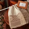 Handmade Cotton Linen Kitchen Short Curtain Crochet Lace Hollow Tassel Beige Valance Cafe Kitchen Door Window Drapes 210913