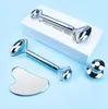 Stainless Steel Face Roller Gua Sha Tool Facial Lifting Massager Set Beauty Mushroom Guasha Board for Eye Neck Massage Apparatus