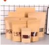 2021 Eten Vochtbestendige Tassen Kraftpapier met aluminiumfolie Voering Stand-up Pouch Valve Verpakking Seal Bag voor Snack Candy Cookie Bakken
