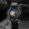 LMJLI - TEVISE Mens Watches Mechanical Automatic Self-Wind Watch Black Leather Moon Phase Tourbillon Business Luminous Wristwatches
