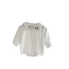Primavera New Baby Abbigliamento Colletto ricamato Neonata Body Bianco Cotone Bambini Ragazze Tute Solid Neonate Vestiti 210413