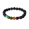 Bracelets Muti-Color Mens Lava Noir 7 Chakra Balance de guérison Berce Bracelet pour femmes Reiki Prière Yoga Stones Perles, Strands