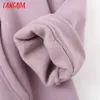 Tangada autumn winter women lavender cotton fleece hoodie sweatshirts ladies oversized pullovers pocket hooded tops SD62 210609