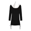 Fake Two Piece Dress Women's Fall Long Sleeve Tight Wrap Hip Style Sexy with Bottom 210529