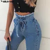 Kvinnor hög midja jeans sexig denim harem byxor jeans kvinna streetwear lösa svart plus storlek 210616