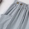 Kvinnors Shorts Fashion 2021 Sommar Koreansk stil Bomull Bredben Capris Ladies Casual A-Line Solid Färg Minimalistisk