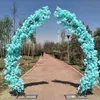 Decorazione di nozze romantica Porta ad arco in fiore di ciliegio Strada Piombo Archi a forma di luna Scaffale con set di fiori artificiali per forniture per fondali per feste