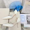 Designers casual Shoes women high heels metal buckle pearl quality party wedding bride ladies sandals fashionable sexy dress pointed