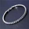 Braclets Charm Braclets 4mm Кубический цирконий теннисный браслет замороженные цепочки для женщин мужчины золотые серебряные цвета CZ Homme ювелирные изделия