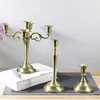 IMuwen Zilver / Goud / Brons / Zwart Metalen Pijler Kaars Houders Kandelaar Bruiloft Stand voor Mariage Home Decor Candelabra Stand 210722