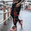 Men Hip Cargo Pants Streetwear Harajuku Joggers Sweatpants Tactical Pants Camouflage Pockets Buckle Ribbon Track Trousers 210527