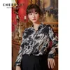 Top con stampa mucca autunno donna manica lunga da donna top e camicetta camicia abbottonata autunno moda coreana abbigliamento 210427