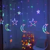 LED Curtain String Light 110V 220V Moon Star Fairy Lights Christmas Garland Window Lamp Outdoor Indoor for Home Wedding Party Decoration