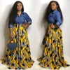 秋の女性ドレスアフリカのファッション印刷長いエレガントプラスサイズマキシベスティドスハイストリート164K