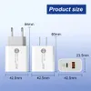 Prise de chargeur murale de voyage à domicile, blanc, charge rapide, double Ports PD 12W 20W Eu US Ac, pour Iphone 14 15 Ipad Htc Huawei F1