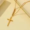 Chokers Simple Stainless Steel Gold Plated Cross Necklace For Women Men Unisex Fashion Asymmetrical Clavicle Chain Choker