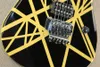 Chitarra elettrica nera Eddie Van Halen 5150 di alta qualità Tastiera con manico in acero con dado di bloccaggio a strisce gialle bianche con hardware cromato