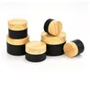 5g 10g 15g 20g 30g 50g Black Frosted Glass Jar Cream Bottle Cosmetic Jars Packing Container with Plastic Wood Grain Cover