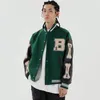 Hip Hop Furry Bone Patchwork Block Block Kurtki Mens College Style Bomber Men Baseball Płaszcze 3 Kolor